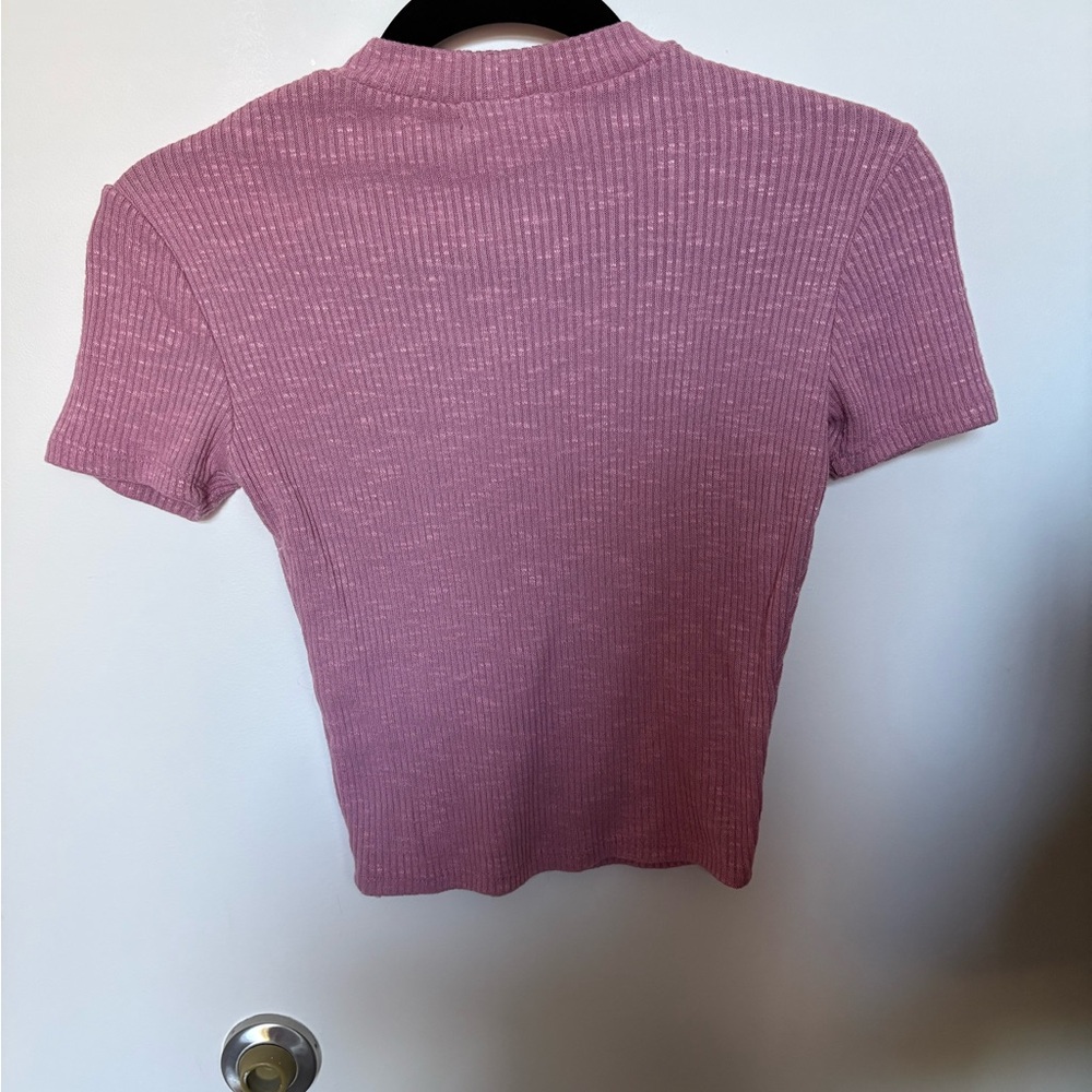 Pink Ribbed Women's Top - Picture 2 of 6